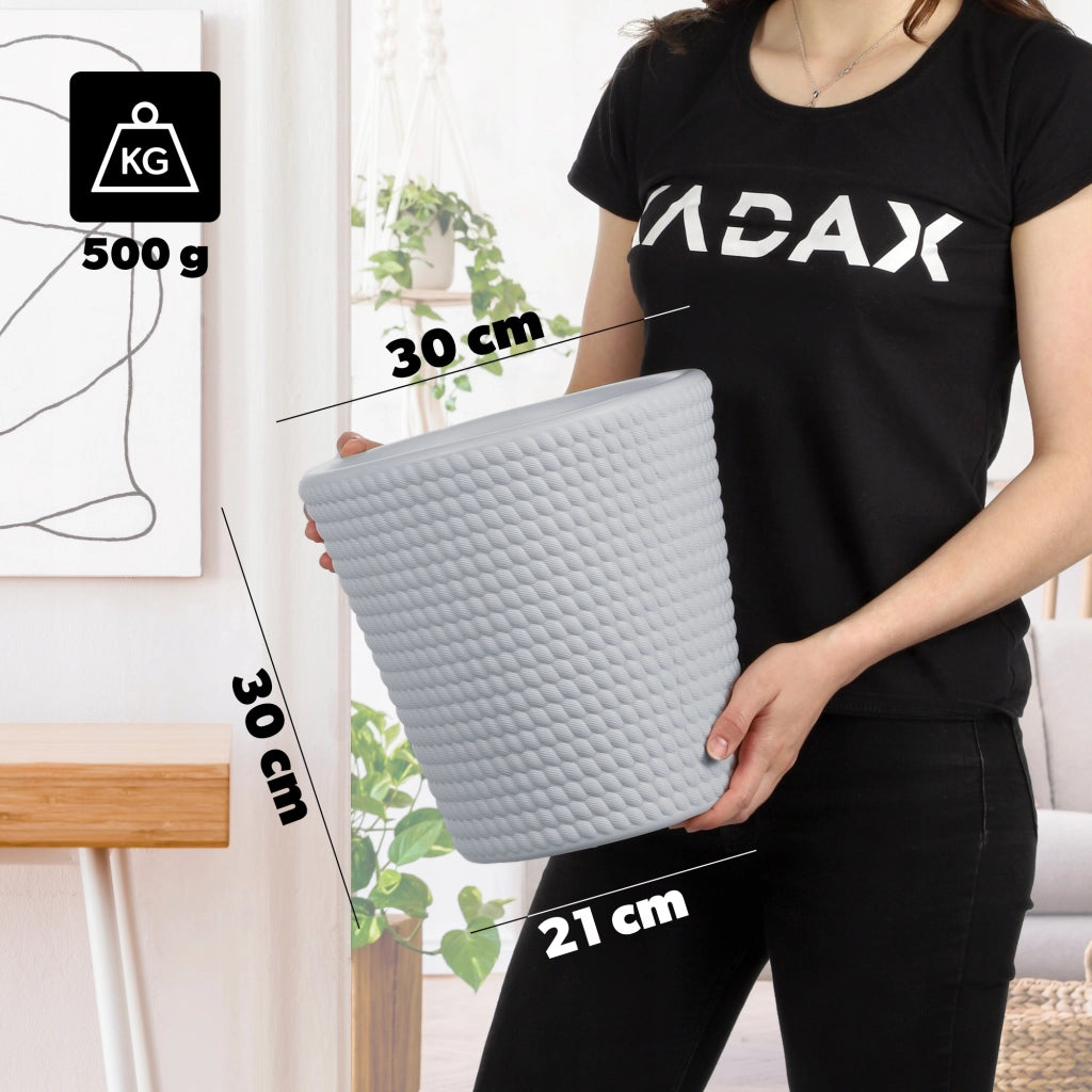 Vaso da fiori KADAX in plastica, rotondo, 30 cm, grigio