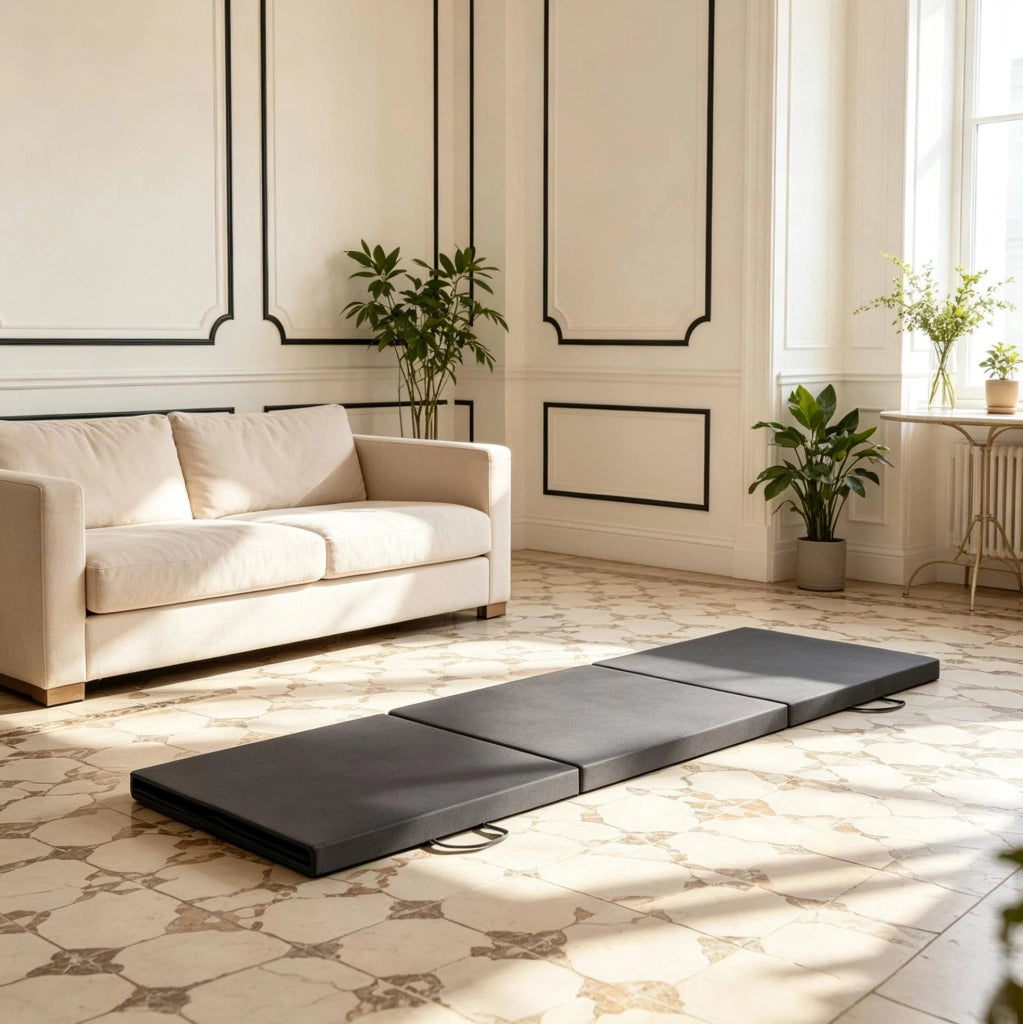 TAPPETINO GINNASTICA Pieghevole 180x60x5 cm Grigio a 3 Pannelli