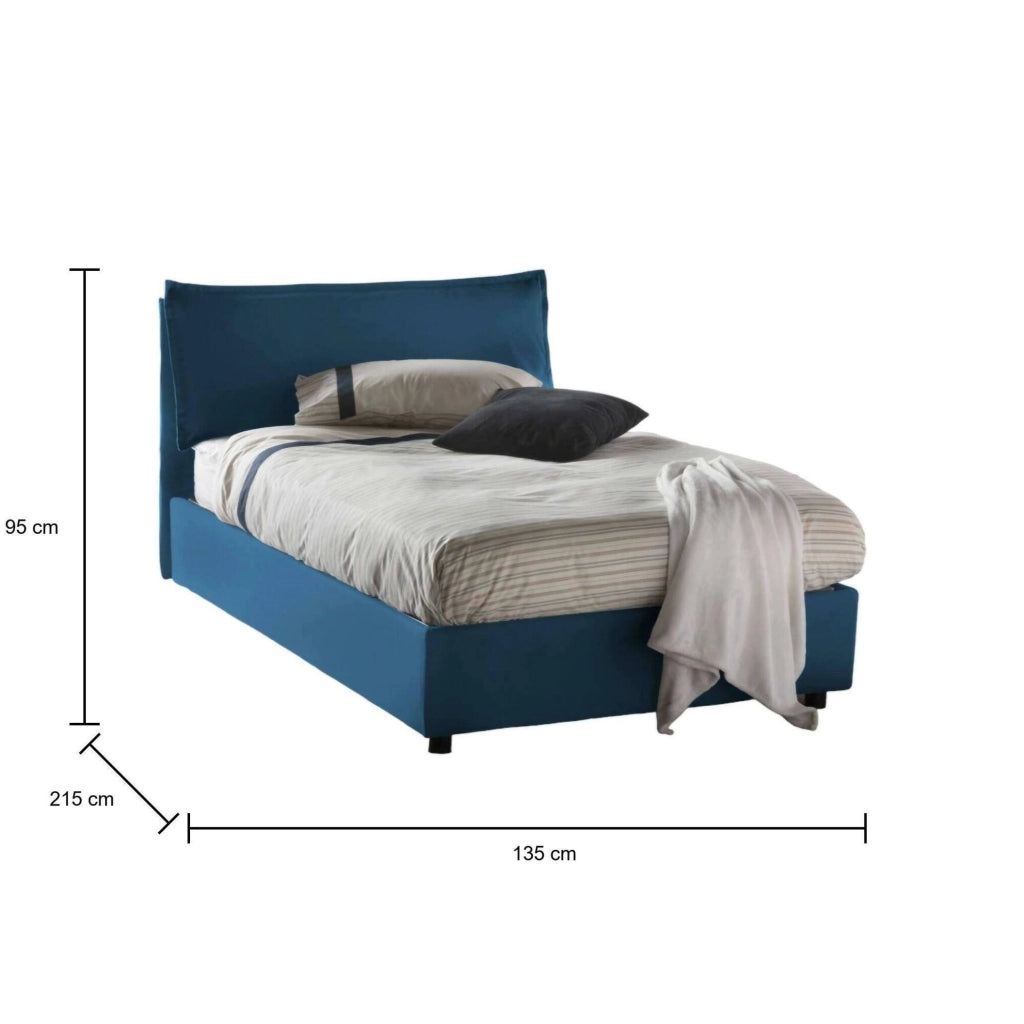 Abbygale, Letto Piazza e Mezza Materasso Incluso Made in Italy, blu