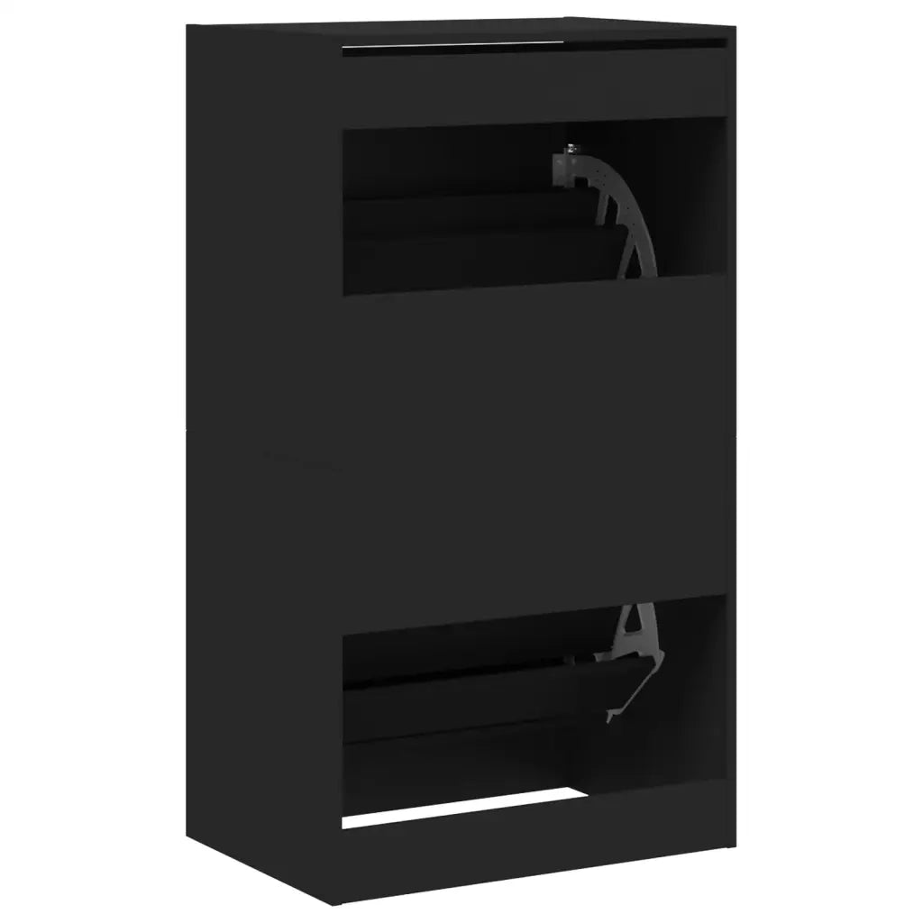 Scarpiera con 2 Cassetti Ribaltabili Nera 60x42x108 cm 3214386