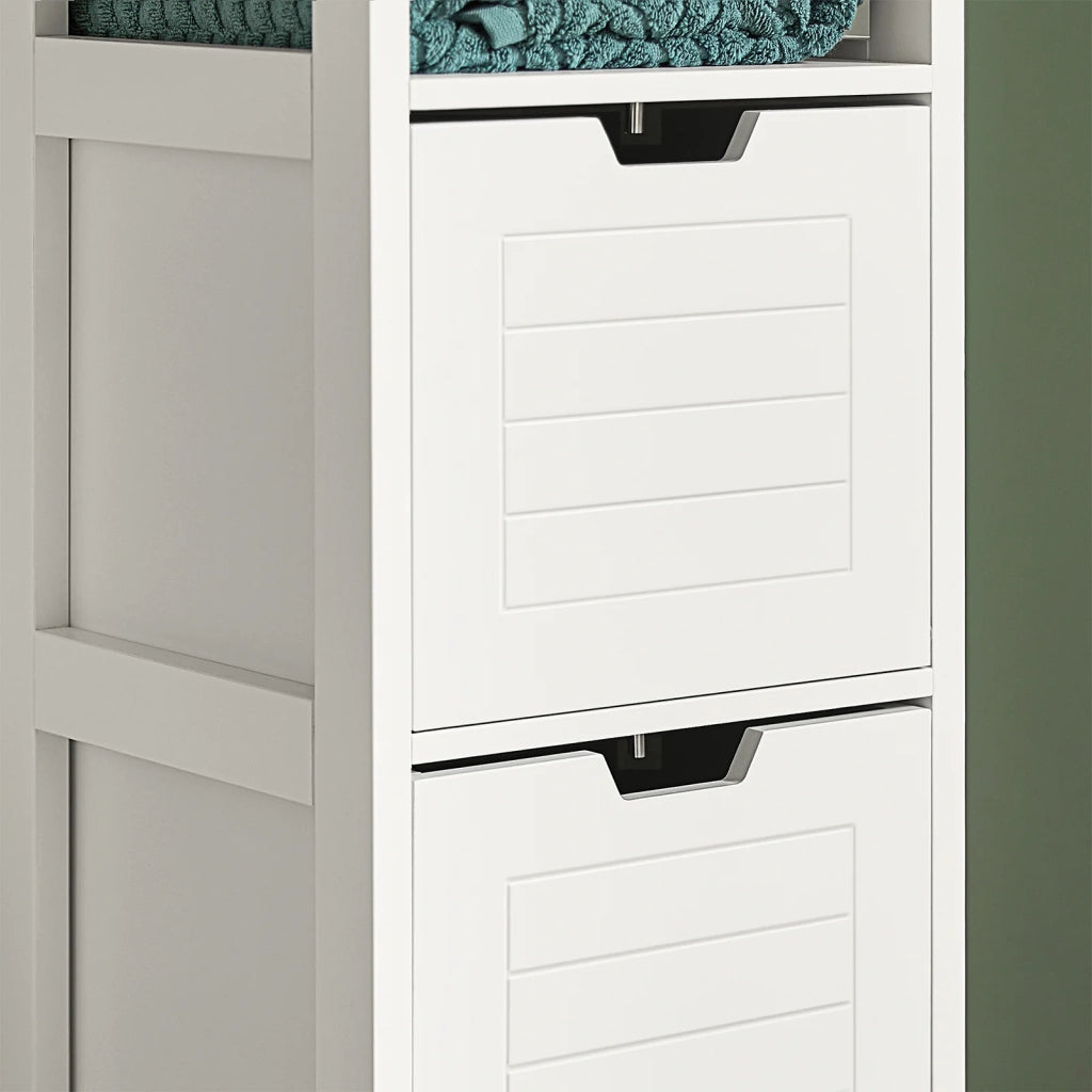Mobile Bagno Colonna mobiletto Bagno salvaspazio Grigio L30*P30*A90 cm Bianco FRG127-W