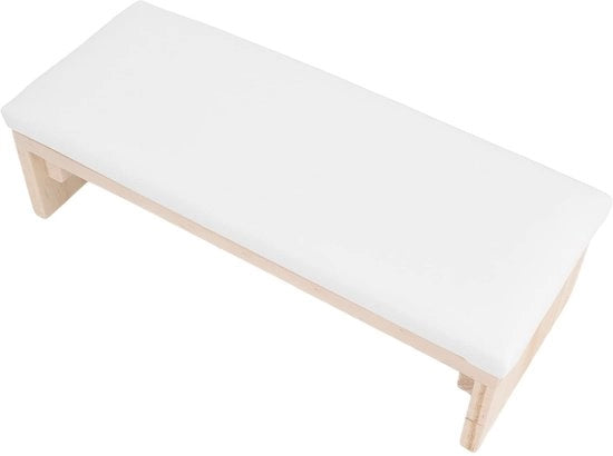 Supporto per unghie in PU pelle con supporto per braccio in legno e piede in legno - dimensioni compatte - 30,5x12x8,4cm