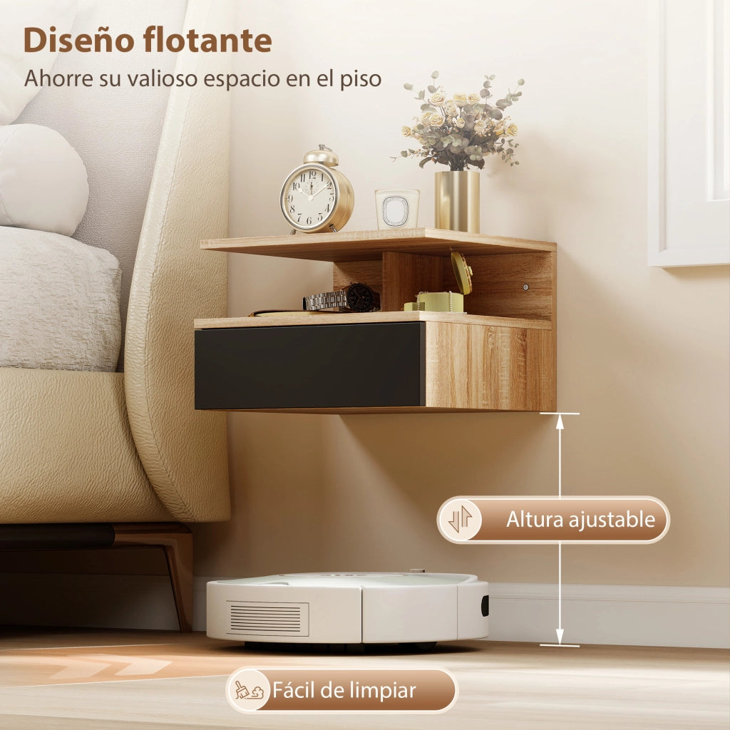 Tavolino da notte con cassetto ¨C Zephmum ¨C Robe e nero 35x32x22,5 cm