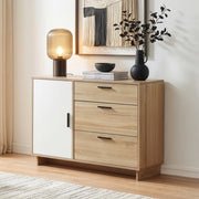 Comò Kenta con Ante e Cassetti Cassettiera Multiuso 100x35x72 cm Effetto Rovere Sonoma / Bianco [en.casa]