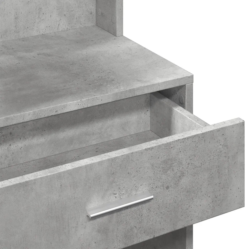 Toeletta | Tavolo da Trucco con Armadietto Grigio Cemento 80x35x132 cm
