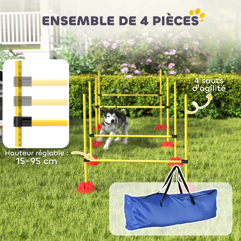 Kit Agilit¨¤ per Cani con 4 Ostacoli Regolabili e Borsa ¨C zephmum ¨C Giallo e Arancione
