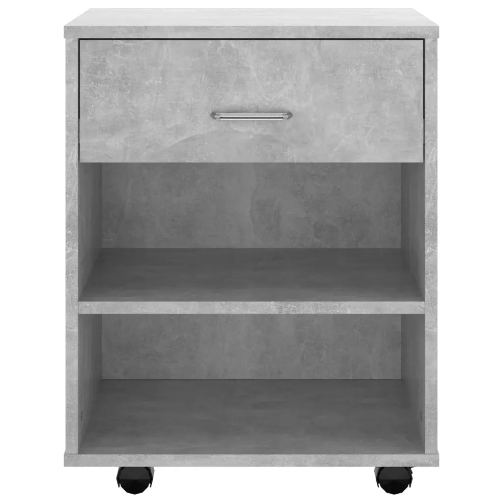 Mobiletto con Ruote Grigio Cemento 46x36x59cm Legno Multistrato 808471
