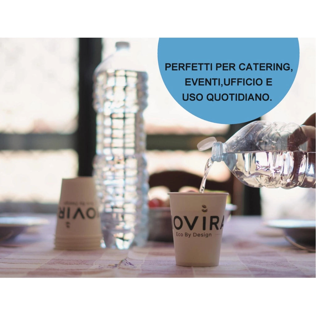 BIOVIRA 100 Bicchieri di Carta da 240 ml Monouso Biodegradabili, Calendario Gastronomico 2026 – Ideali per Acqua e Bevande Calde e Fredde, Alternativa Ecologica ai Bicchieri di Plastica Usa e Getta
