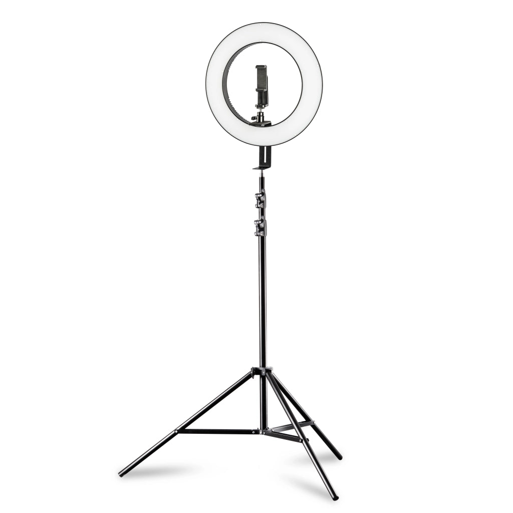 Ring light a LED 380 Bi-Color dimmerabile 23W, Luce ad anello con treppiedi fotografico, per foto e video, incl. accessori