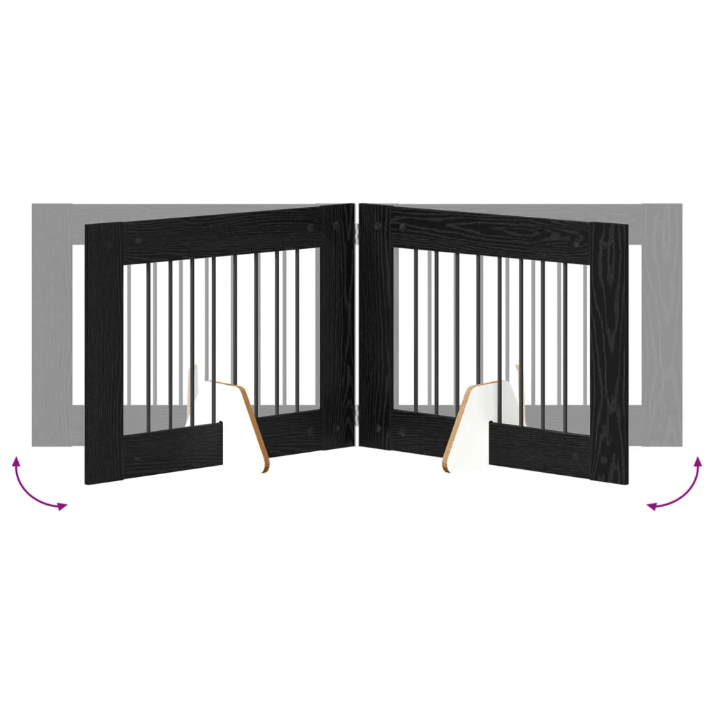 Cancello per cani con supporti 2 pz Rovere Nero 80 x 60 cm CFW6482870