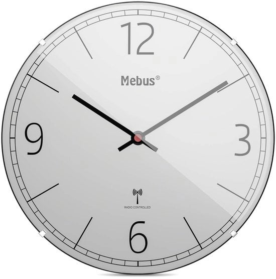Orologio a parete radiocomandato, silenzioso, vetro a cupola, senza cornice, grigio, modello 12986 - Design moderno e orologio preciso