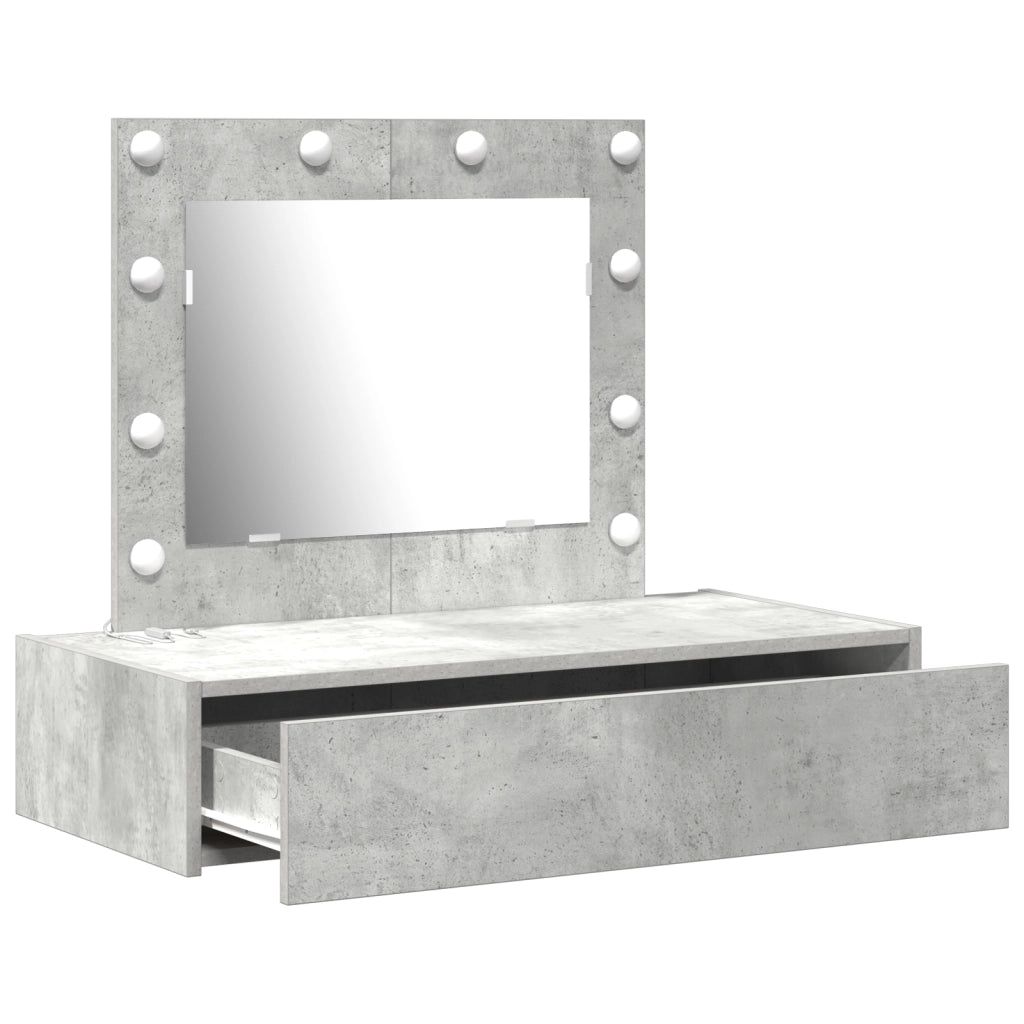 Toeletta a Muro con Luci LED - Grigio Cemento