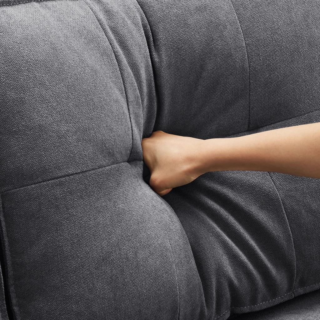 Divano Letto Panoramico A U 4-5 Posti con Vani Contenitore; Portabicchieri e Tasche Laterali in Cotone Lino Grigio