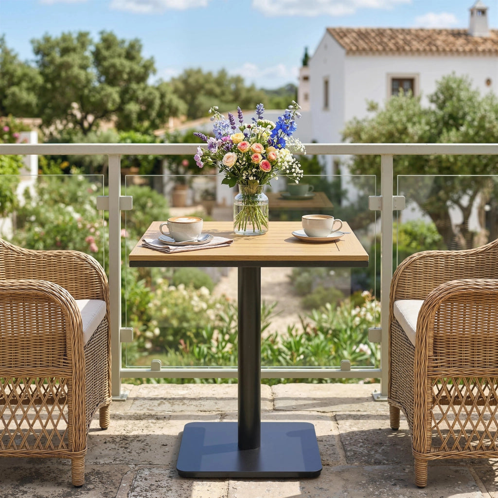 Tavolino da giardino quadrato ¨C Zephmum ¨C Legno effetto 70x70 cm