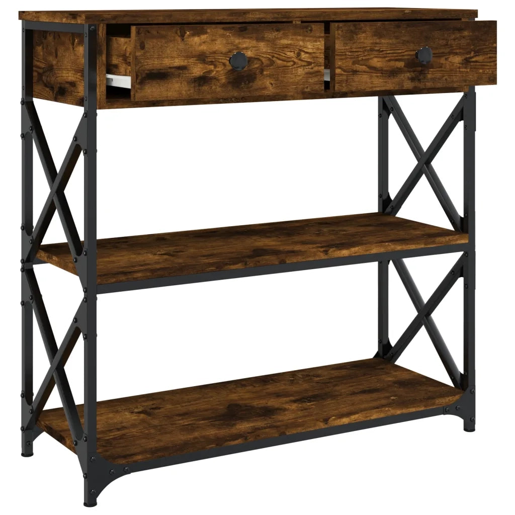 Tavolino Consolle-Tavolino da soggiorno-Tavolo Rovere Fumo 75x28x75 cm in Legno Multistrato