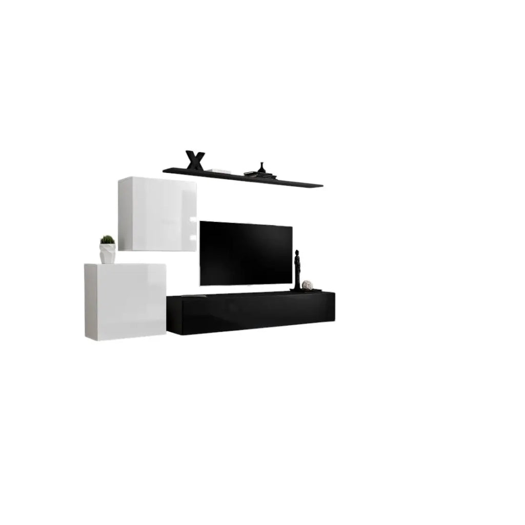 Set di mobili da salotto SWITCH V design, colori nero e bianco lucido.