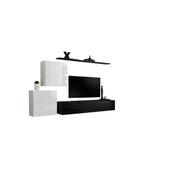 Set di mobili da salotto SWITCH V design, colori nero e bianco lucido.