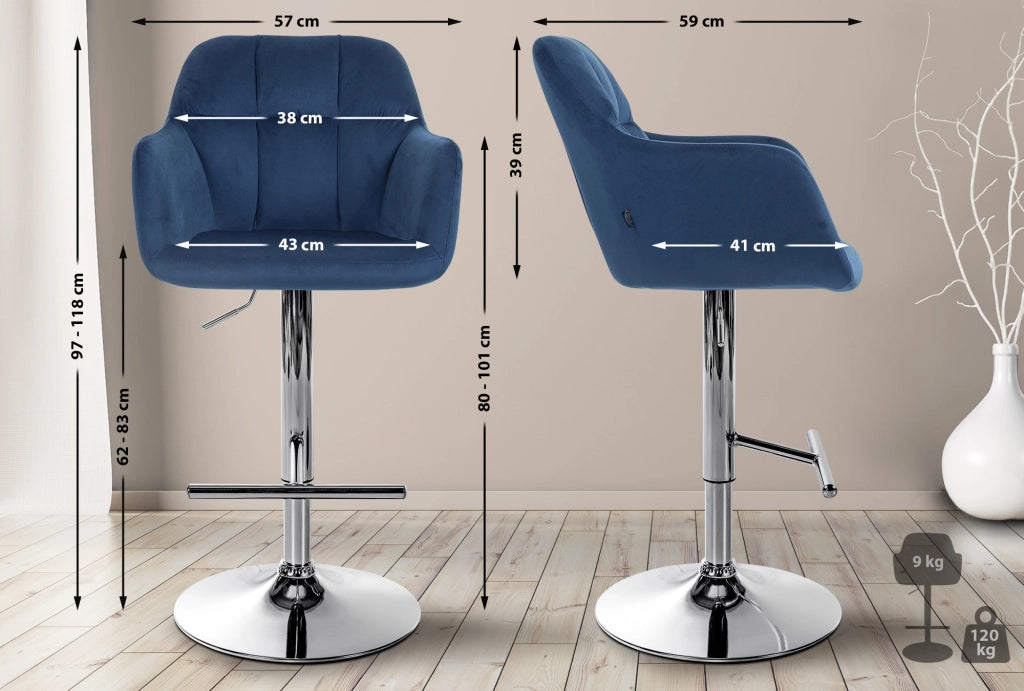 Barhocker Natoma Samt chrom