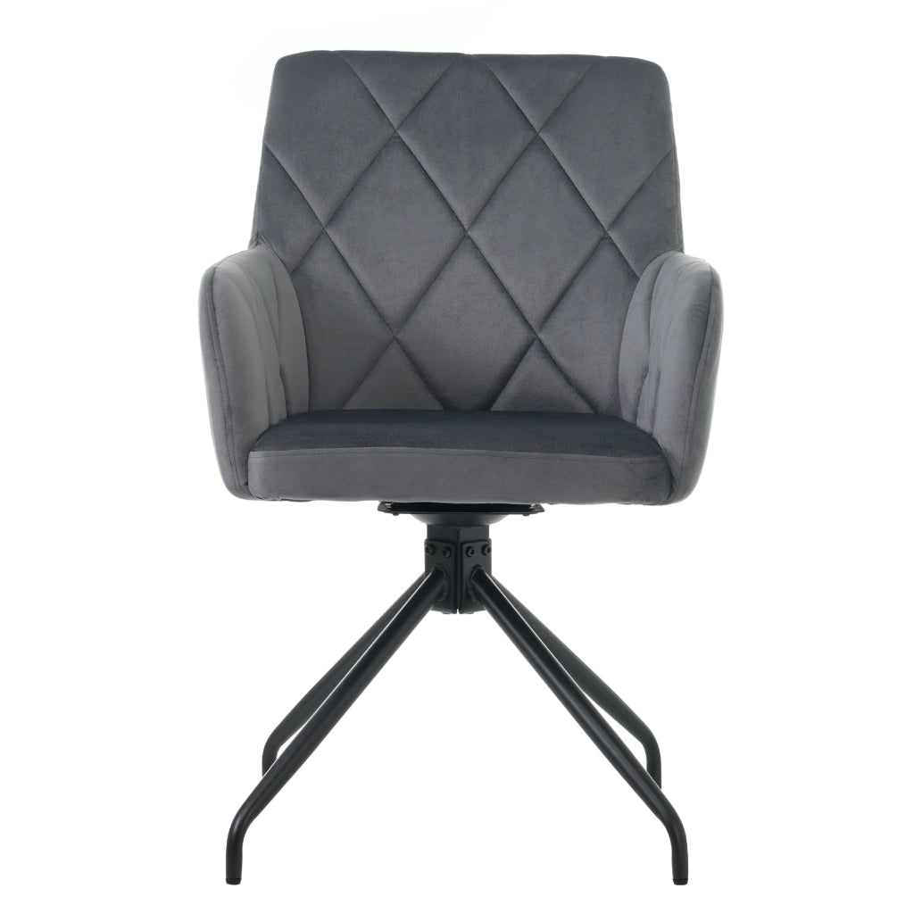 Set 4 Sedie da Pranzo Girevoli Imbottite ¨C MINIMAL ¨C Velluto Antracite, Gambe in Metallo