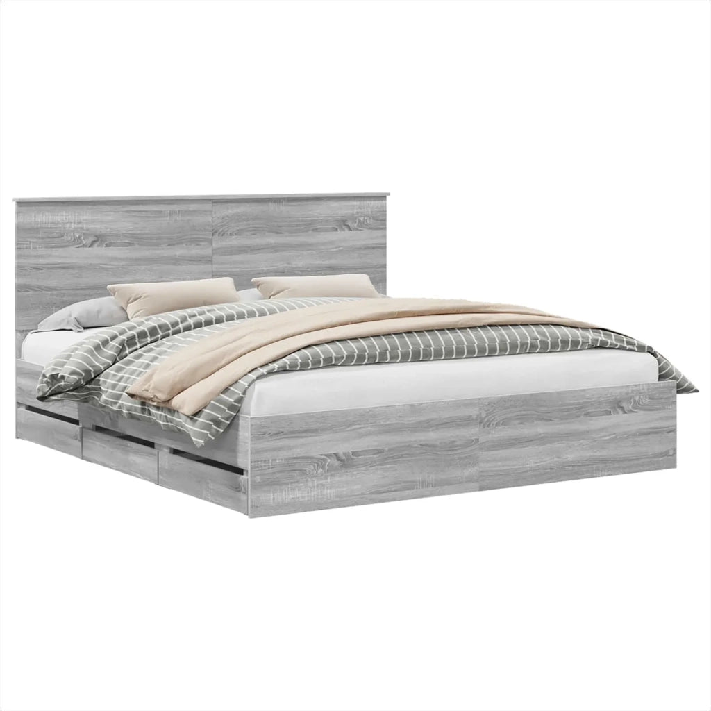 Struttura del letto con cassetto Grigio Sonoma 200 x 200 cm