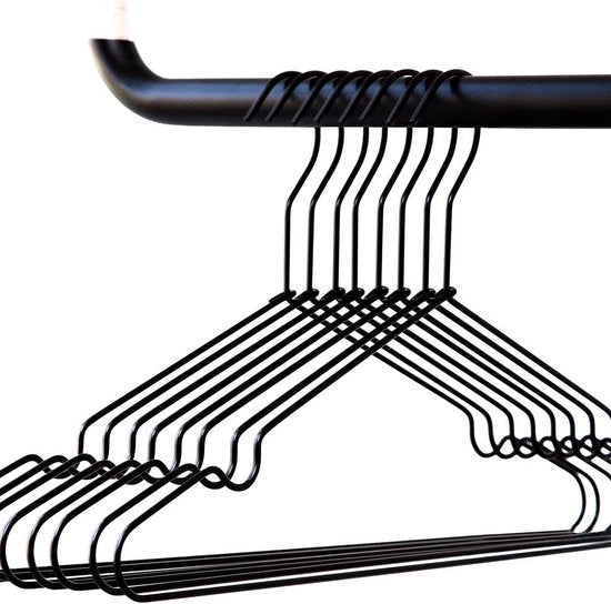 Hangers in metallo a forma di stelo - design robusto - 8 pezzi - nero