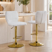 Sgabello da bar regolabile e girevole bianco oro