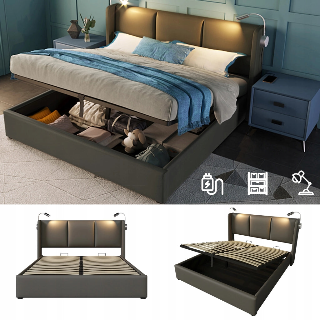 Letto imbottito 160x200 - Xylo - Base sollevabile