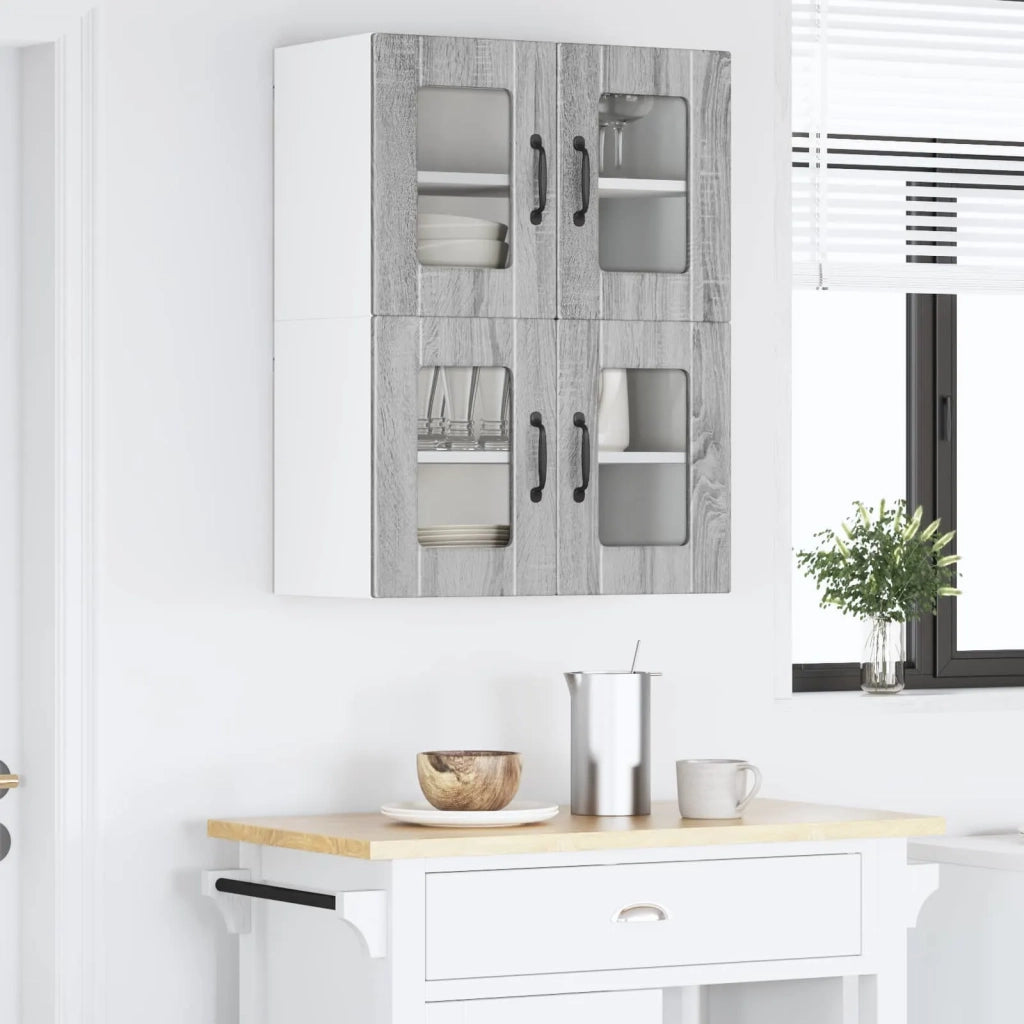 Pensile da cucina | Mobile in vetro da parete PORTO Grigio Sonoma 60 x 31 x 40 cm