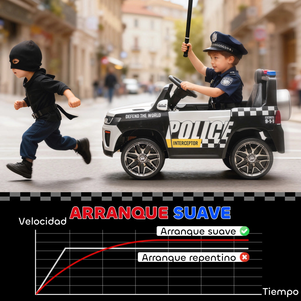Auto Elettrica Polizia per Bambini con Telecomando ¨C Xylo ¨C Bianco con Sirena e Sospensioni
