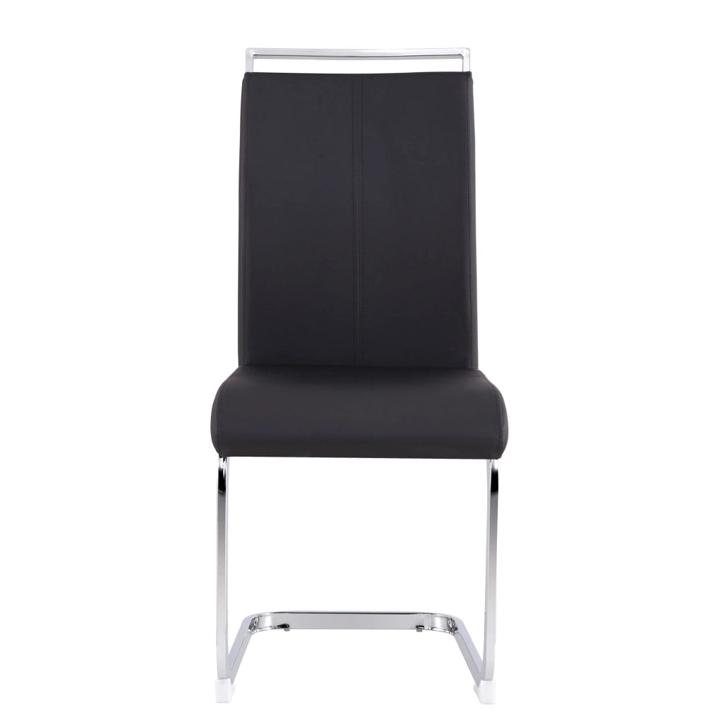 Sedia da Pranzo in Ecopelle Imbottita ¨C Xylo ¨C Nero, Set 4 Pezzi, Gambe in Metallo