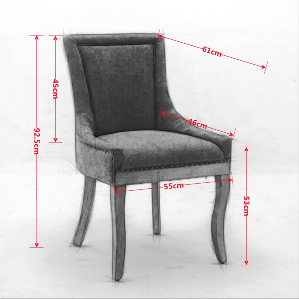 Sedie da Pranzo Imbottite in Tessuto ¨C MINIMAL ¨C Set 2 Pezzi, Gambe in Legno, Beige