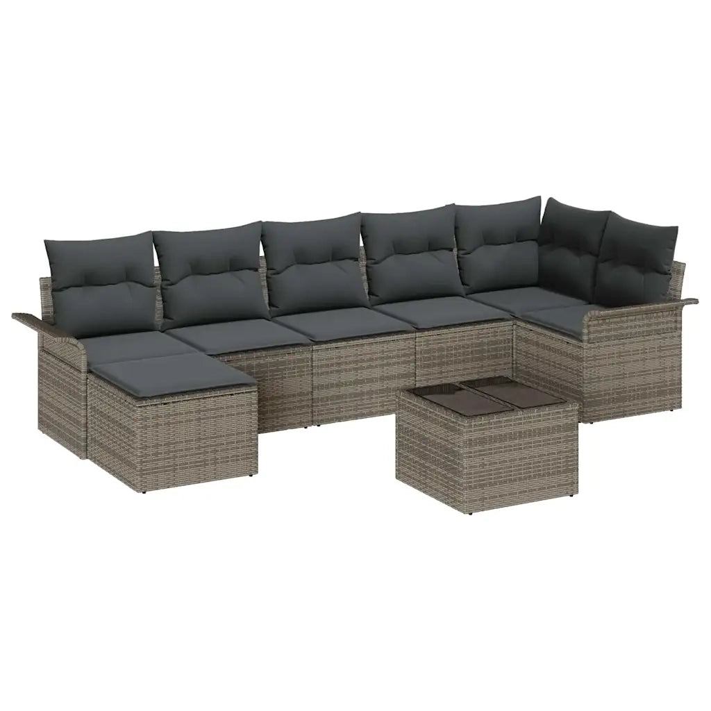 Set Divano da Giardino con cuscino 8 pcs Grigio Poly Rattan 3354128