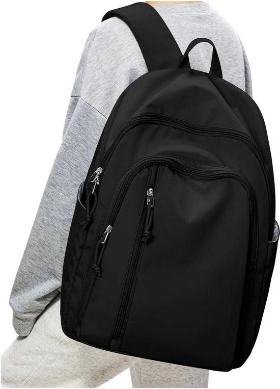 Borsa da Scuola per Ragazze, Borsa per Studentesse, Borsa da Uscita per Donne, Zaino con Tasca per Laptop, Borsa Multifunzione per Gite, Borsa da Viaggio Unisex per Scuola e Università, Nero