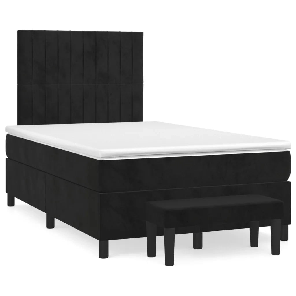 Giroletto a Molle con Materasso Nero 120x200 cm in Velluto 3137955
