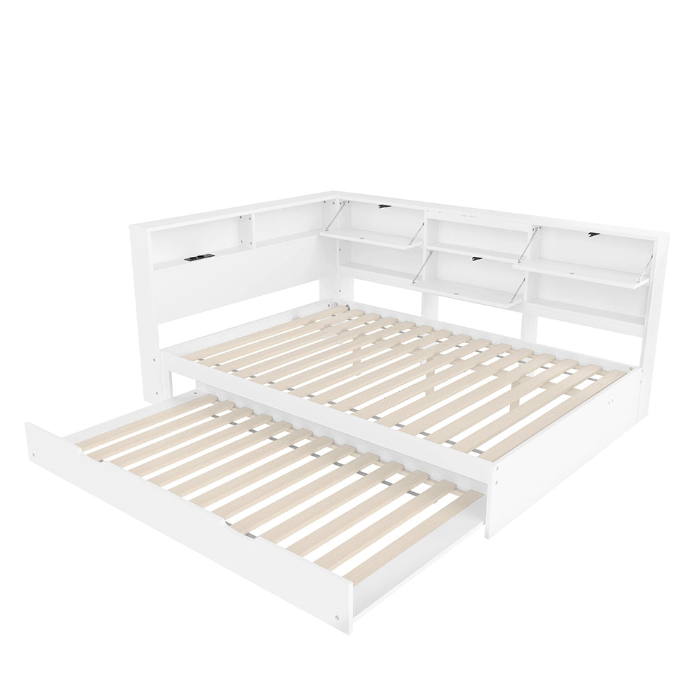 Divano letto - Xylo - 140x200cm testiera con contenitore, bianco
