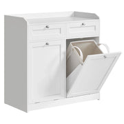 Mobiletto da bagno con cesto portabiancheria e armadio portaoggetti dotato di 1 cassetto e 1 sacco interno per la biancheria rimovibile con manici 40 x 40 x 80,2 cm bianco 12_0006486