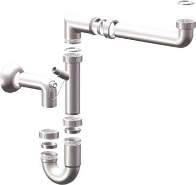 SIFONE PP SALVASPAZIO 1 VASCA + 1 ATTACCO - BIANCO MM 40 11/2- 5 pezzi