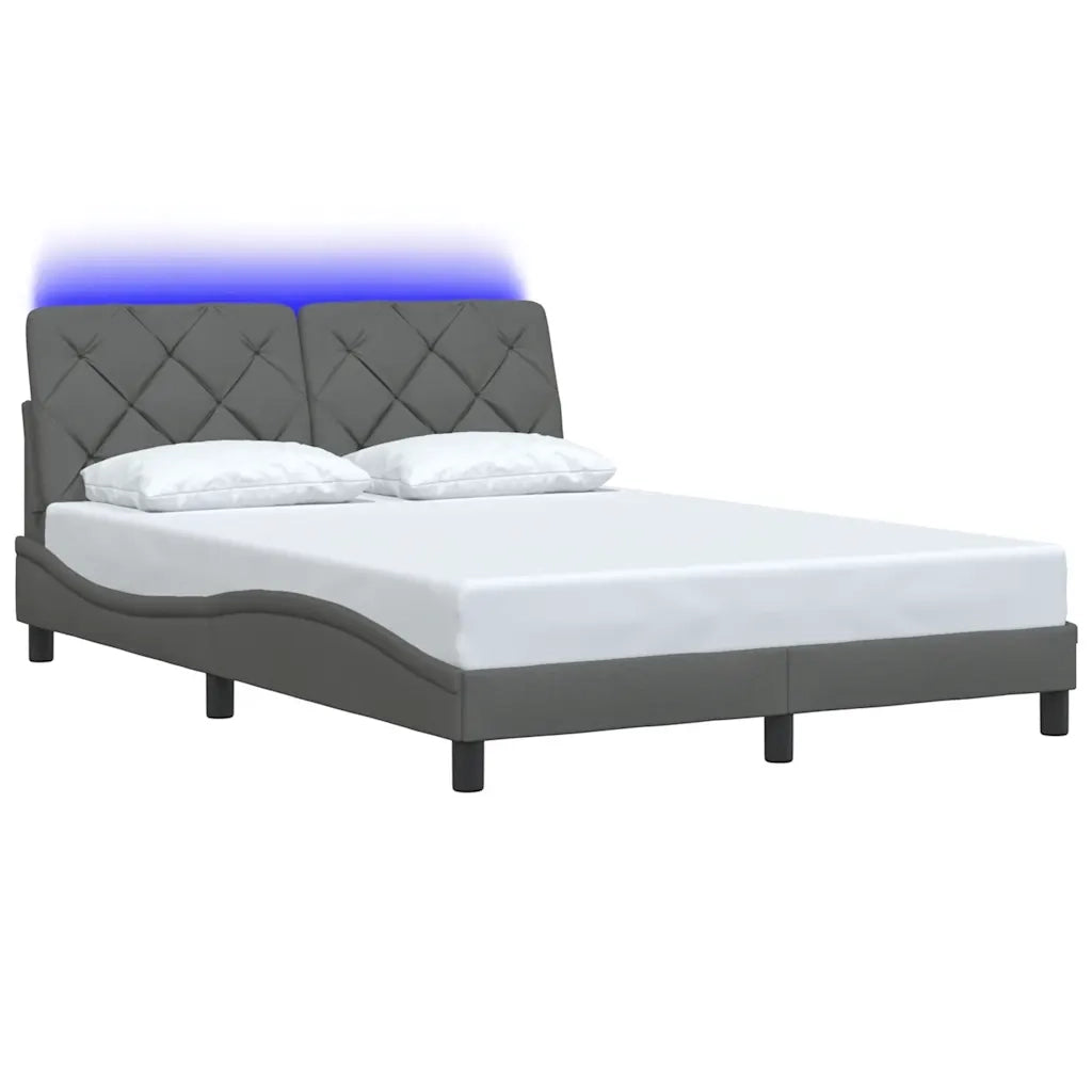 Giroletto con LED senza Materasso-Struttura Letto Grigio Scuro 140x190 cm