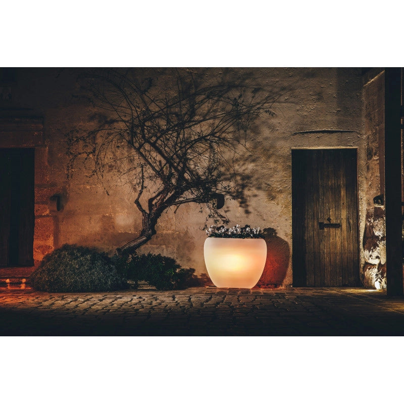 Vaso luminoso moderno di design 100x31 H80 in polimero resistente con LED bianco per interno ed esterno - Made in Italy - Monacis