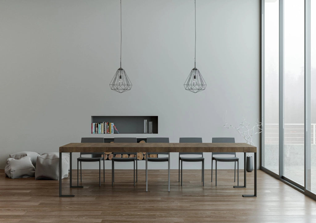 Consolle allungabile 90x40/300 cm Tekno Premium Noce telaio Antracite