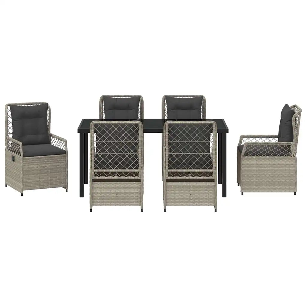 Set da Pranzo per Giardino 7 pcs Grigio chiaro polyrattan 3381020