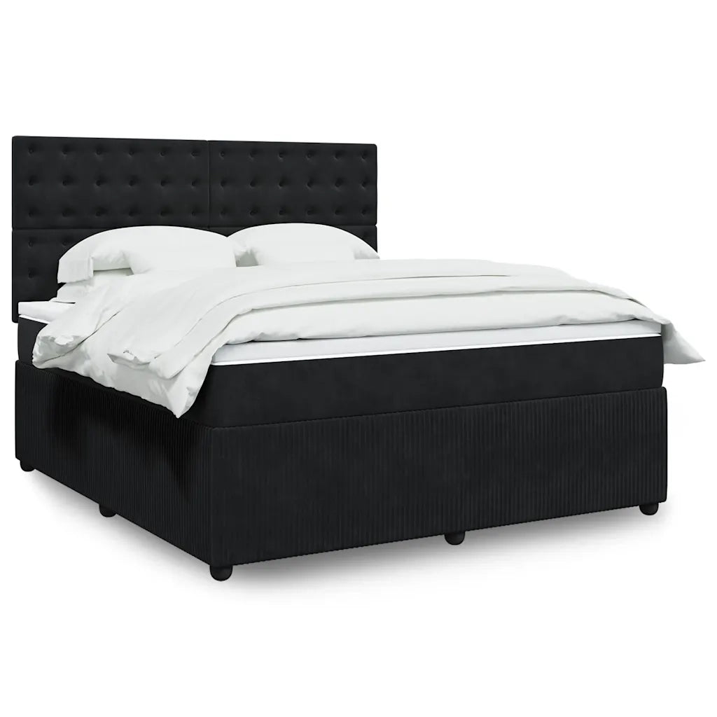 Giroletto a Molle con Materasso Nero 180x200 cm in Velluto 3294720