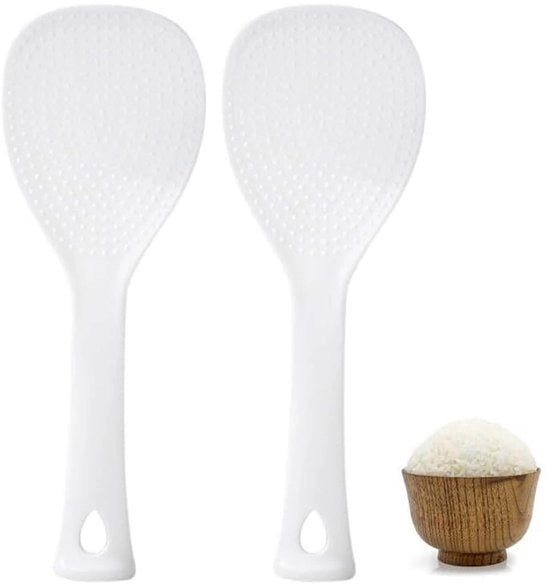 Set di Cucchiai per Riso in Silicone - 2 pezzi - Resistente al Calore - Resistente alla Lavastoviglie - Antiscivolo - 19,7 x 7 cm - Cucchiaio da Cucina