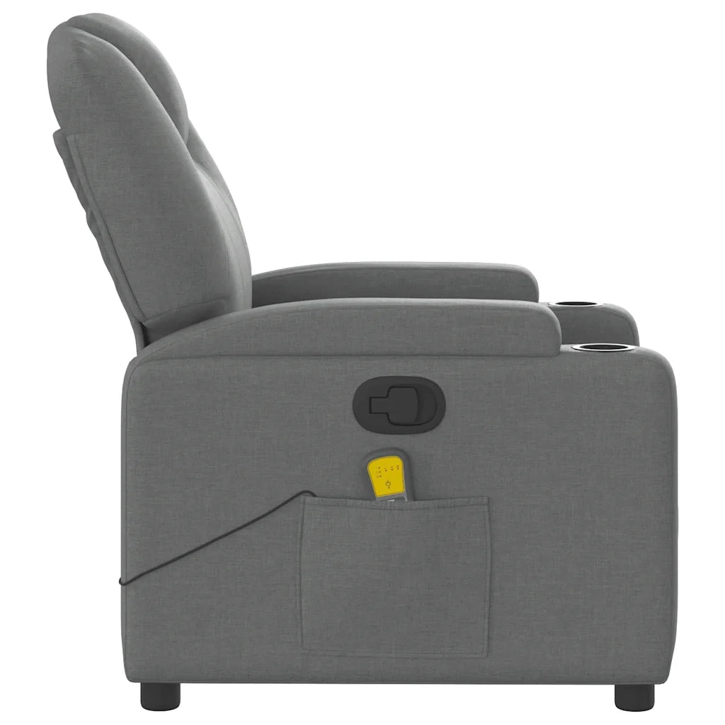 Poltrona Massaggiante | Sedia Relax Reclinabile Grigio Scuro in Tessuto