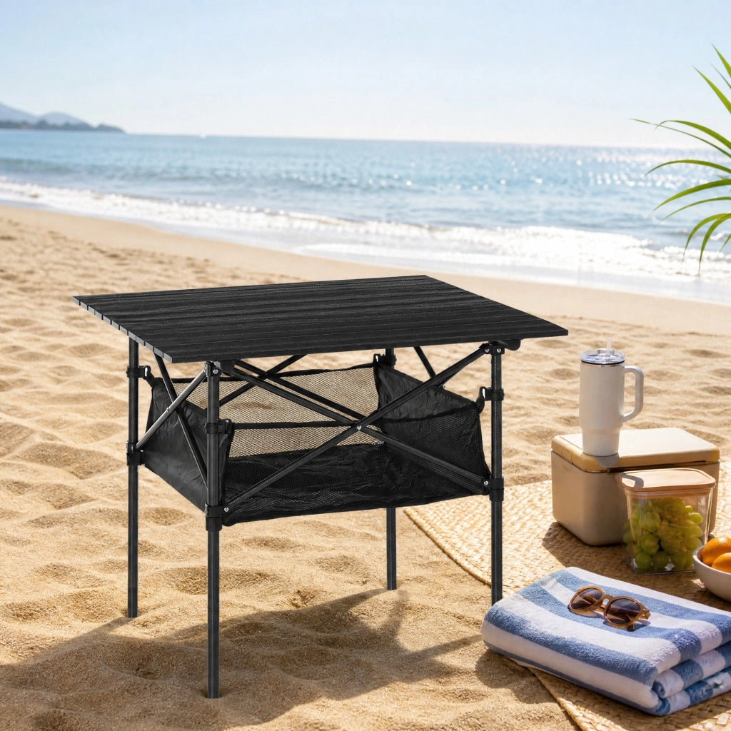 TAVOLO DA CAMPEGGIO 2 in 1 70x70x69 cm Alluminio Grigio con borsa