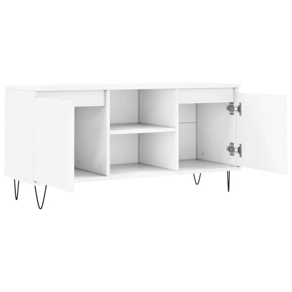 Mobile TV multimediale mensola TV credenza mobile TV sala da pranzo soggiorno camera da letto 104 x 35 x 50 cm legno ingegnerizzato bianco 02_0025656