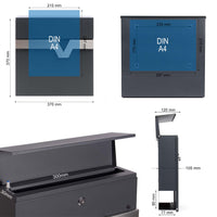 Cassetta postale V60 con portagiornale, antracite e inox, soft-close, 370 x 105 x 370 mm