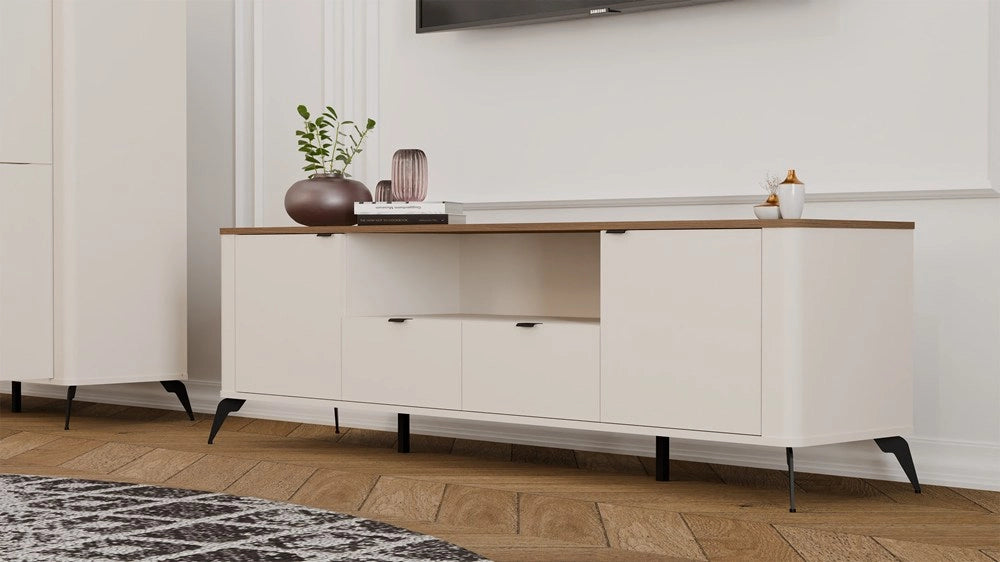 Mobile TV CORDOBA 2s2s cashmere beige rovere CASTELLO mobile sotto TV 2 cassetti