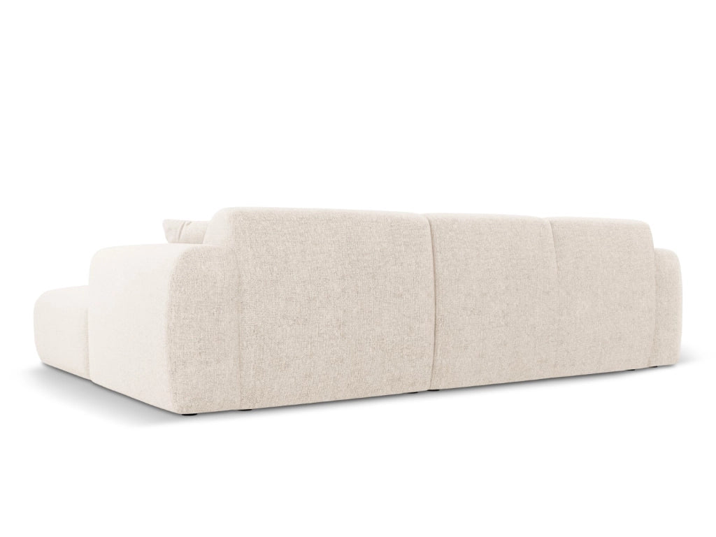 Cosmopolitan Design - Divano angolare sinistro "Nolio" 4 posti in ciniglia beige chiaro 
