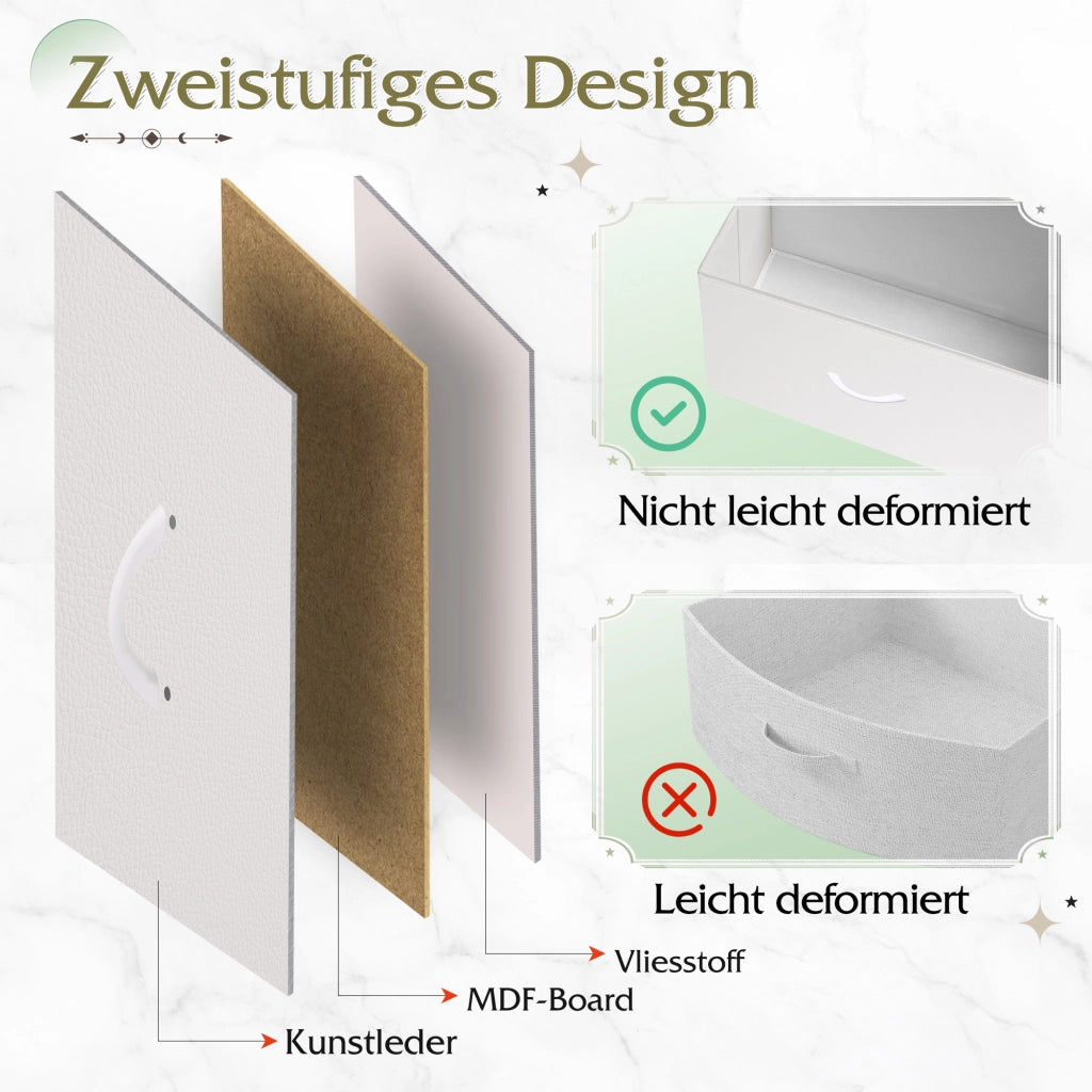 Cassettiera con 2 cassetti in tessuto ¨C zephmum ¨C Bianco 60x40x